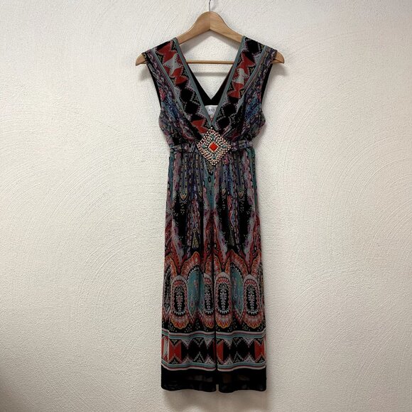 Eci New York Sheer Black Paisley Summer Dress sz 8 - Picture 1 of 4